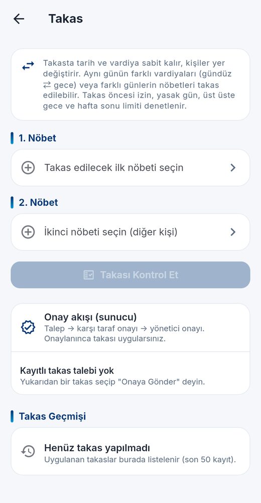 Nöbet takası ekranı